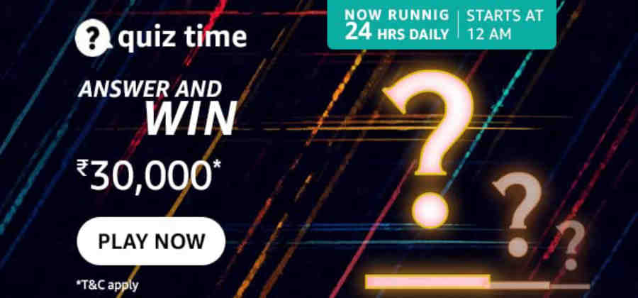 Amazon Quiz 9 September 21 Answers Today Win Rs 30 000